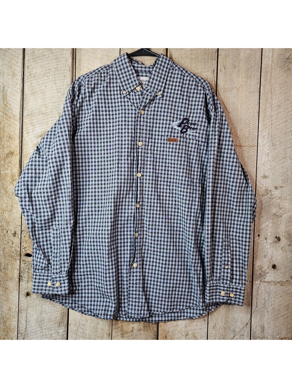 Carhartt Button Up Shirt Mens Large Plaid Pense Bros Fredericktown MO Work Shirt